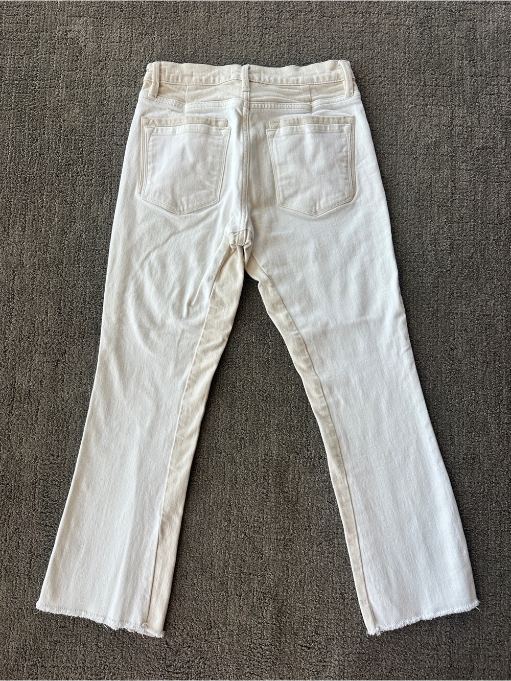 FRAME Le Mini Boot White Crop Raw Hem Denim Jeans Minimalist - Size 27 - Picture 7 of 11